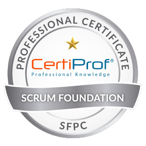 Imagem da badge referente à certificação Scrum Foundation Professional da Certiprof